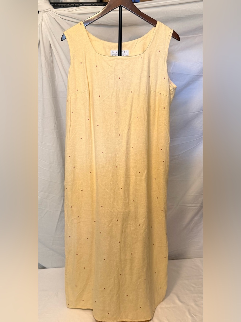 Maggie McNaughton Butter Yellow and Pink Polka Dot Sundress Size 1X (JJ19)